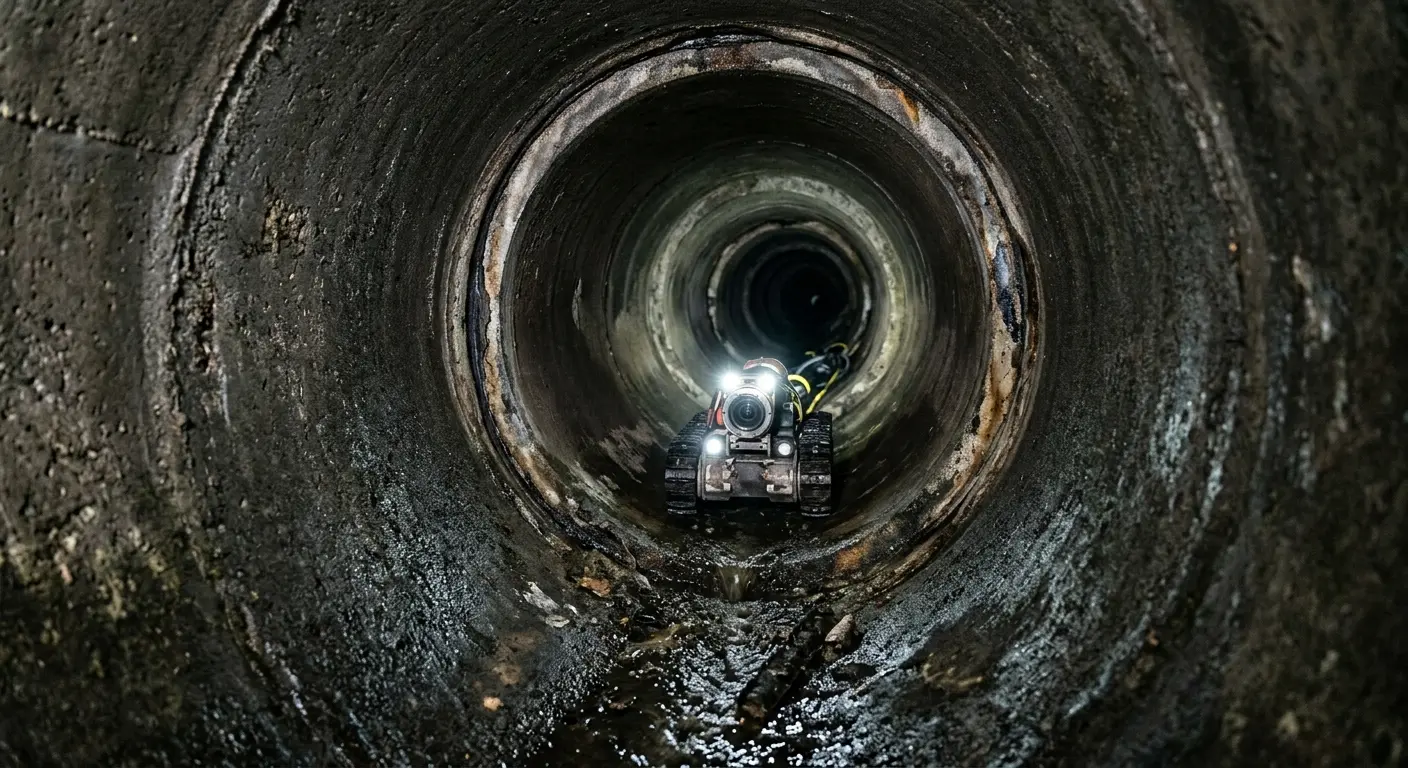 Robotic sewer camera inspecting pipe interior for Sewer Line Cleaning in St. Andrews